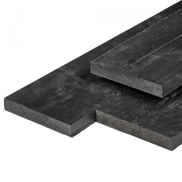 Plank Midden-Europees grenen zwart 2.0x20.0x400cm