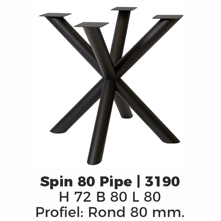 Model Spin 80 Pipe – Poedercoating RAL9005 Zwart