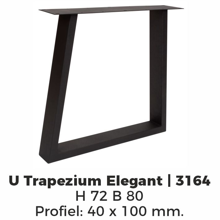 Model U trapezium elegant – Poedercoating RAL9005 Zwart