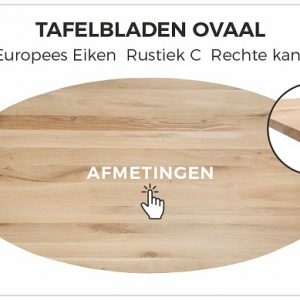 Tafelblad ovaal met rechte kant