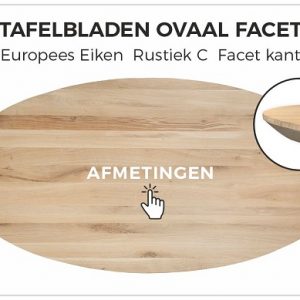 Tafelblad ovaal met facet kant
