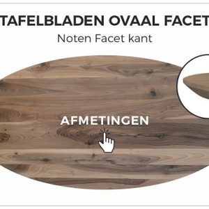Tafelblad Noten ovaal met facetkant