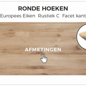 Tafelblad eiken met ronde hoeken en facetkant