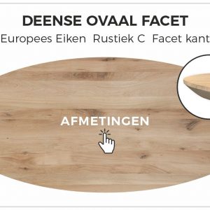 Tafelblad Deens ovaal met facetkant