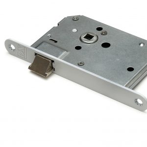 Loopslot doornmaat 50mm ronde voorplaat wit inclusief rechthoekige sluitplaat