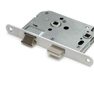 WC badkamerslot doornmaat 50mm ronde voorplaat wit inclusief rechthoekige sluitplaat