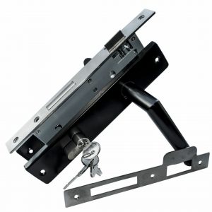 Basic-line deurslot-set PC72, RVS zwart kruk/schild recht