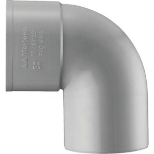 MARTENS Bocht, hwa, PVC, 1 x lijmmof, grijs, 87°, 80 mm