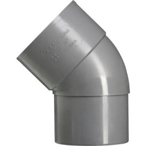 MARTENS Bocht verjongd, hwa, PVC, 1 x lijmmof, grijs, 45°, 80 mm