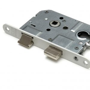 Insteekslot met Euro-profielcilinder, ronde slotplaat, wit