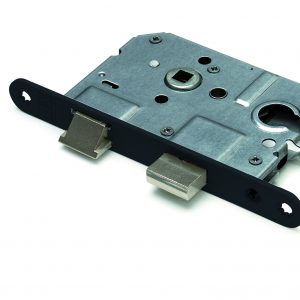 Insteekslot met Euro-profielcilinder, ronde slotplaat, zwart