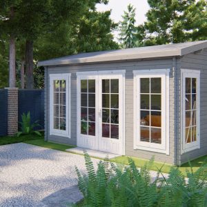 Blokhut - - Blokhut - Tuinhuis Arne | 28 mm | vuren grijs geïmpregneerd