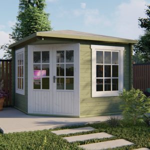 Blokhut - - Blokhut - Tuinhuis Asmund | 28 mm | vuren grijs geïmpregneerd