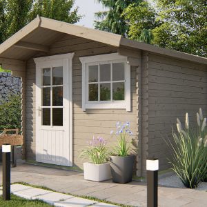 Blokhut - - Blokhut - Tuinhuis Björn | 28 mm | vuren grijs geïmpregneerd