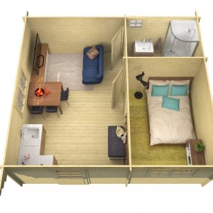 Blokhut - - Blokhut - Tuinhuis Cantabria | 44 mm | groen geïmpregneerd