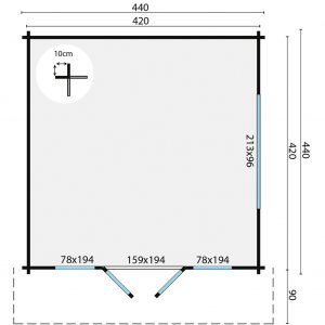 Blokhut - - Blokhut - Tuinhuis Derby | 58 mm | vuren groen geïmpregneerd