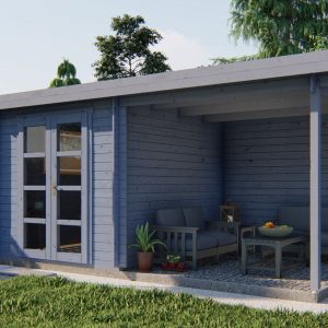 Blokhut - - Blokhut - Tuinhuis Eirunn | 28 mm | groen geïmpregneerd