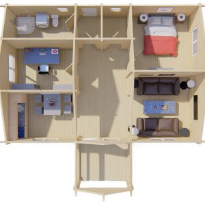 Blokhut - - Blokhut - Tuinhuis Finn | 92 mm | vuren groen geïmpregneerd