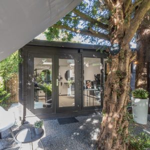 Blokhut - - Blokhut - Tuinhuis Flow | 40 mm | groen geïmpregneerd