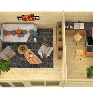 Blokhut - - Blokhut - Tuinhuis Flow | 40 mm | geel geïmpregneerd