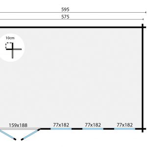 Blokhut - - Blokhut - Tuinhuis Gabriella | 58 mm | grijs geïmpregneerd
