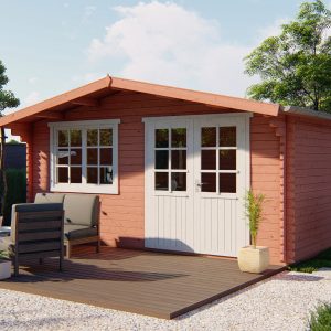 Blokhut - - Blokhut - Tuinhuis Hendrick | 44 mm | vuren groen geïmpregneerd