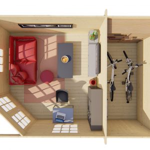 Blokhut - - Blokhut - Tuinhuis Helge | 44 mm | vuren groen geïmpregneerd