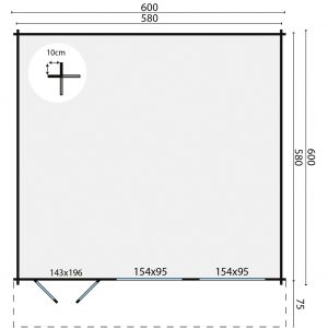 Blokhut - - Blokhut - Tuinhuis Helle | 44 mm | vuren bruin geïmpregneerd
