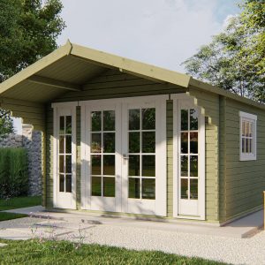 Blokhut - - Blokhut - Tuinhuis Inglund | 44 mm | vuren groen geïmpregneerd