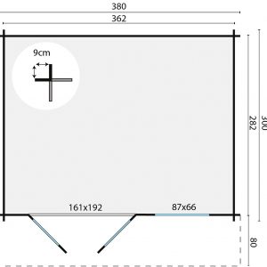 Blokhut - - Blokhut - Tuinhuis Ingmar | 28 mm | vuren grijs geïmpregneerd