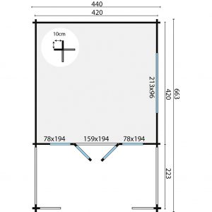 Blokhut - - Blokhut - Tuinhuis Ipswich | 58 mm | vuren honinggeel geïmpregneerd