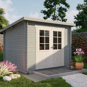 Blokhut - - Blokhut - Tuinhuis Jörgen | 28 mm | vuren grijs geïmpregneerd