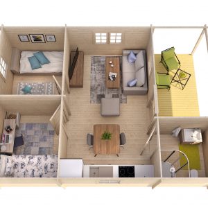 Blokhut - - Blokhut - Tuinhuis Javea | 44 mm | grijs geïmpregneerd