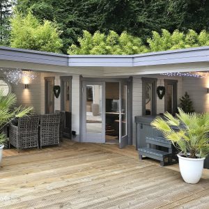 Blokhut - - Blokhut - Tuinhuis Jutka | 44 mm | vuren bruin geïmpregneerd