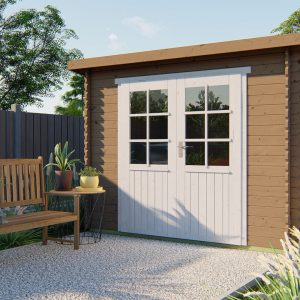 Blokhut - - Blokhut - Tuinhuis Kris | 28 mm | vuren grijs geïmpregneerd