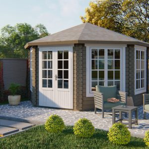 Blokhut - - Blokhut - Tuinhuis Lynn | 44 mm | vuren groen geïmpregneerd