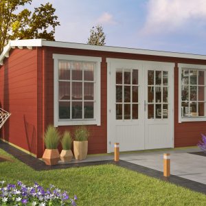 Blokhut - - Blokhut - Tuinhuis Meaghan | 40 mm | grijs geïmpregneerd