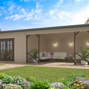 Blokhut - - Blokhut - Tuinhuis Mokka | 40 mm | vuren grijs geïmpregneerd