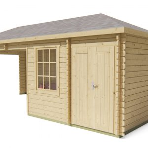 Blokhut - - Blokhut - Tuinhuis Olson | 44 mm | vuren honinggeel geïmpregneerd