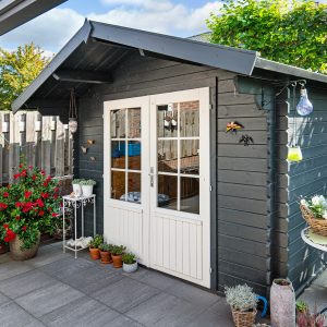 Blokhut - - Blokhut - Tuinhuis Perlund | 28 mm | vuren bruin geïmpregneerd