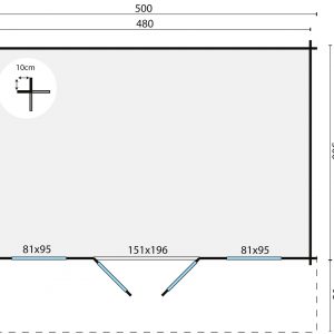 Blokhut - - Blokhut - Tuinhuis Rika | 44 mm | vuren groen geïmpregneerd