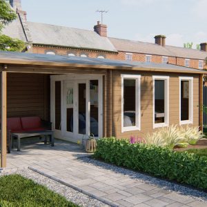 Blokhut - - Blokhut - Tuinhuis Skeg | 44 mm | vuren grijs geïmpregneerd