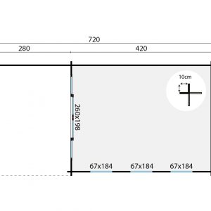 Blokhut - - Blokhut - Tuinhuis Skeg | 44 mm | vuren groen geïmpregneerd