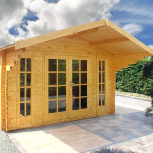 Blokhut - - Blokhut - Tuinhuis Sören | 44 mm | vuren grijs geïmpregneerd