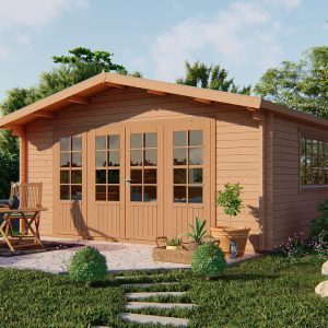 Blokhut - - Blokhut - Tuinhuis Southampton | 58 mm | vuren honinggeel geïmpregneerd