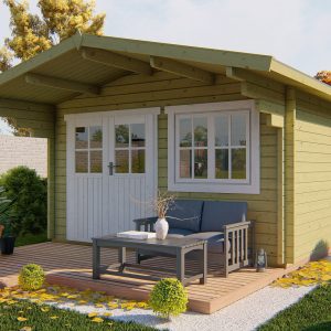 Blokhut - - Blokhut - Tuinhuis Stian | 58 mm | vuren grijs geïmpregneerd