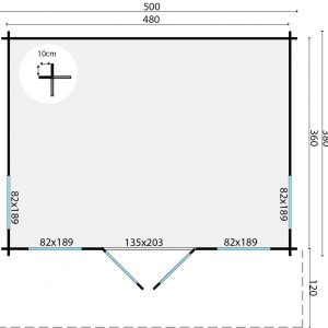 Blokhut - - Blokhut - Tuinhuis Yorick | 44 mm | vuren honinggeel geïmpregneerd