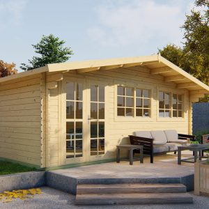 Blokhut - - Blokhut - Tuinhuis Helle | 44 mm | vuren grijs geïmpregneerd