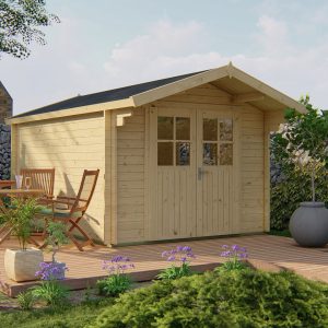 Blokhut - - Blokhut - Tuinhuis Pamplona | 34 mm | vuren grijs geïmpregneerd