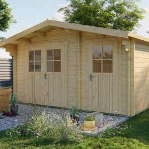 Blokhut - - Blokhut - Tuinhuis Fraga | 34 mm | vuren grijs geïmpregneerd